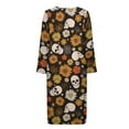 thumbnail image 4 of Yuyamidu Skull Zipper Front Robes Women House Coat Long Sleeve Bathrobe Sunflower Mid-Calf Length Crewneck House Robe Women's Long Sleeve Nightgown Pjs Size 2XL, 4 of 7