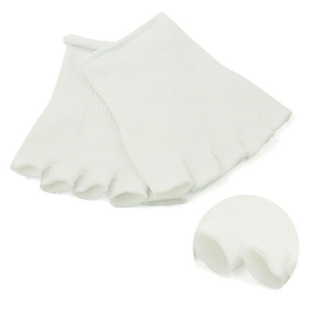 Gel Socks - 1 Pair Women White Open Toe Moisturizing Dry Skin Comfy Recovery Gel Socks