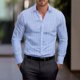 thumbnail image 1 of Ceisia Men's All Gift Seasons Formal Solid Color Round Neck Long Sleeve Shirt - Comfortable Daily Outdoor Wear, 1 of 5
