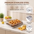 thumbnail image 3 of Walchoice Air Fryer Basket for Oven, Stainless Steel Air Fryer Pans and Trays Set of 2, Nonstick Crisper Tray for Turkey French Fries Chicken, Dishwasher Safe (10” x 8”, Silver), 3 of 8