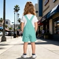 thumbnail image 5 of Landzoo Girls Shorts Solid Color Elastic Waist With Pockets Summer Cozy Soft Girls Overalls Shorts Size 12-13 Years Mint Green, 5 of 9