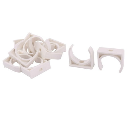 Supply Pipe - Home PVC U Shaped Water Supply Tube Pipe Holder Clamps Clip White 40mm Dia 10pcs