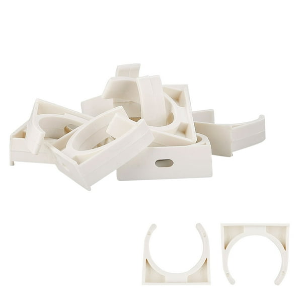 Home PVC U Shaped Water Supply Tube Pipe Holder Clamps Clip White 40mm