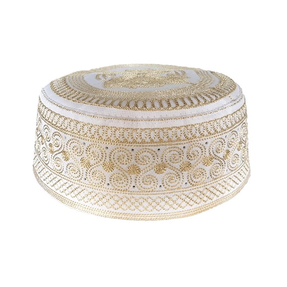 Cotton Embroidery Turban Hat for Men Breathable Kufi Prayer Hat EID RamadanHijabs Cap Arabian Skull Hat