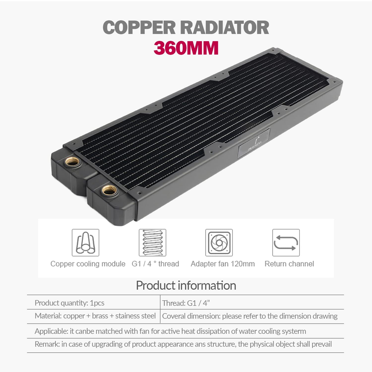 Richer-R Aluminium Radiator 120/240/360 mm - 12 Buizen Polycarbonaat Warmtewisselaar Voor PC-Waterkoeling/Schoonheidsapparaten (360 mm
