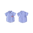 thumbnail image 2 of BemeyourBBs Toddler Baby Boy Girl 4th of July Shirt Outfit Kids Patriot Independence Day Shirt Summer Clothes Plaid Print America Flag Embroidery Short Sleeve Lapel Button Down Shirt Tops, 2 of 9