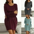 thumbnail image 1 of Gspmoly Robes d'Été pour Femmes 2025, Robe Décontractée Unie Ample à Bretelles à Manches Longues à Col Rond Longueur Genou pour Femmes, Robes de Mariage pour Femmes Économies d'Été, 1 of 9