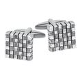 thumbnail image 1 of Gemelos para hombre con diseño cuadrado de rayas ennegrecidas esmaltadas, 1 of 3