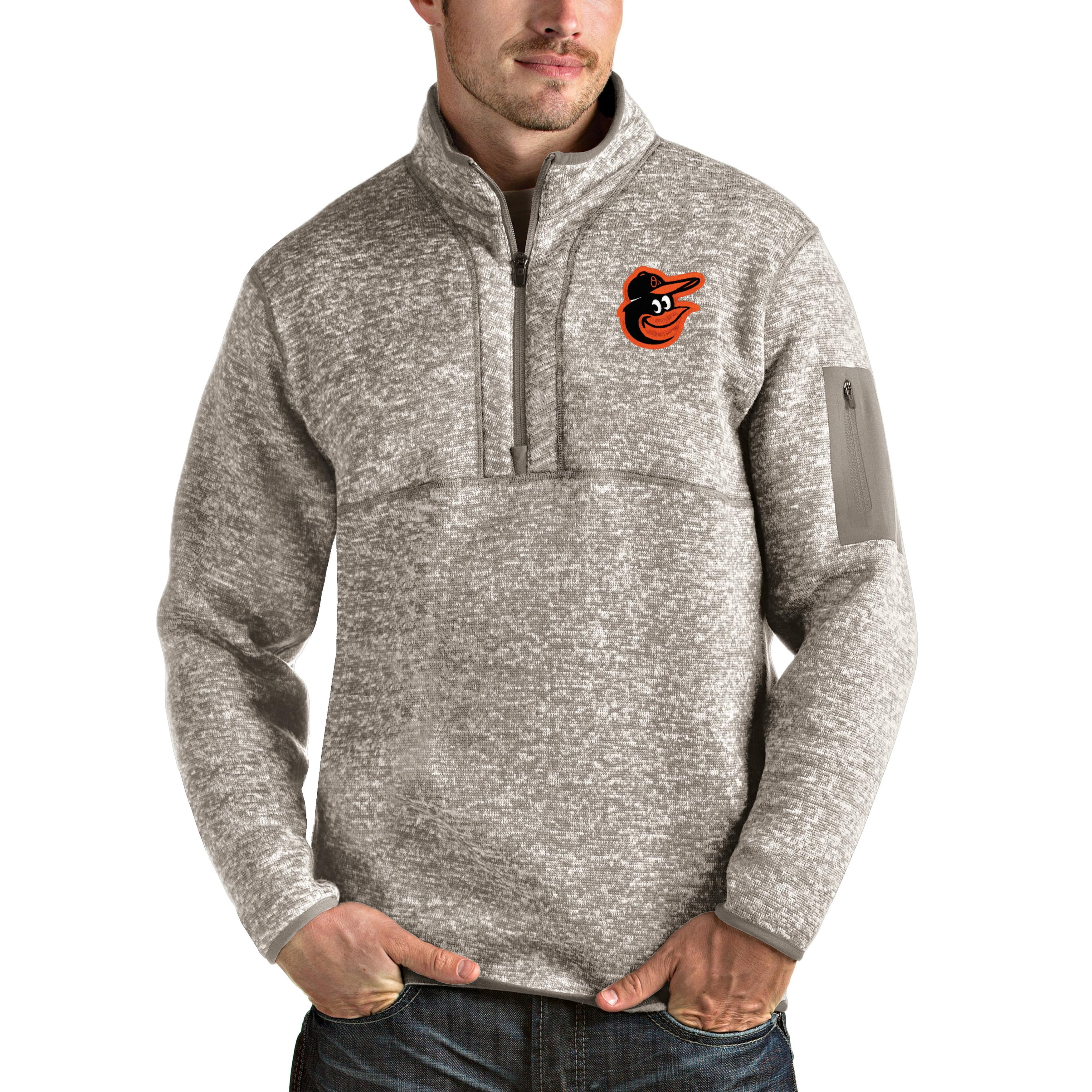Men's Antigua Oatmeal Buffalo Sabres Team Fortune Half-Zip