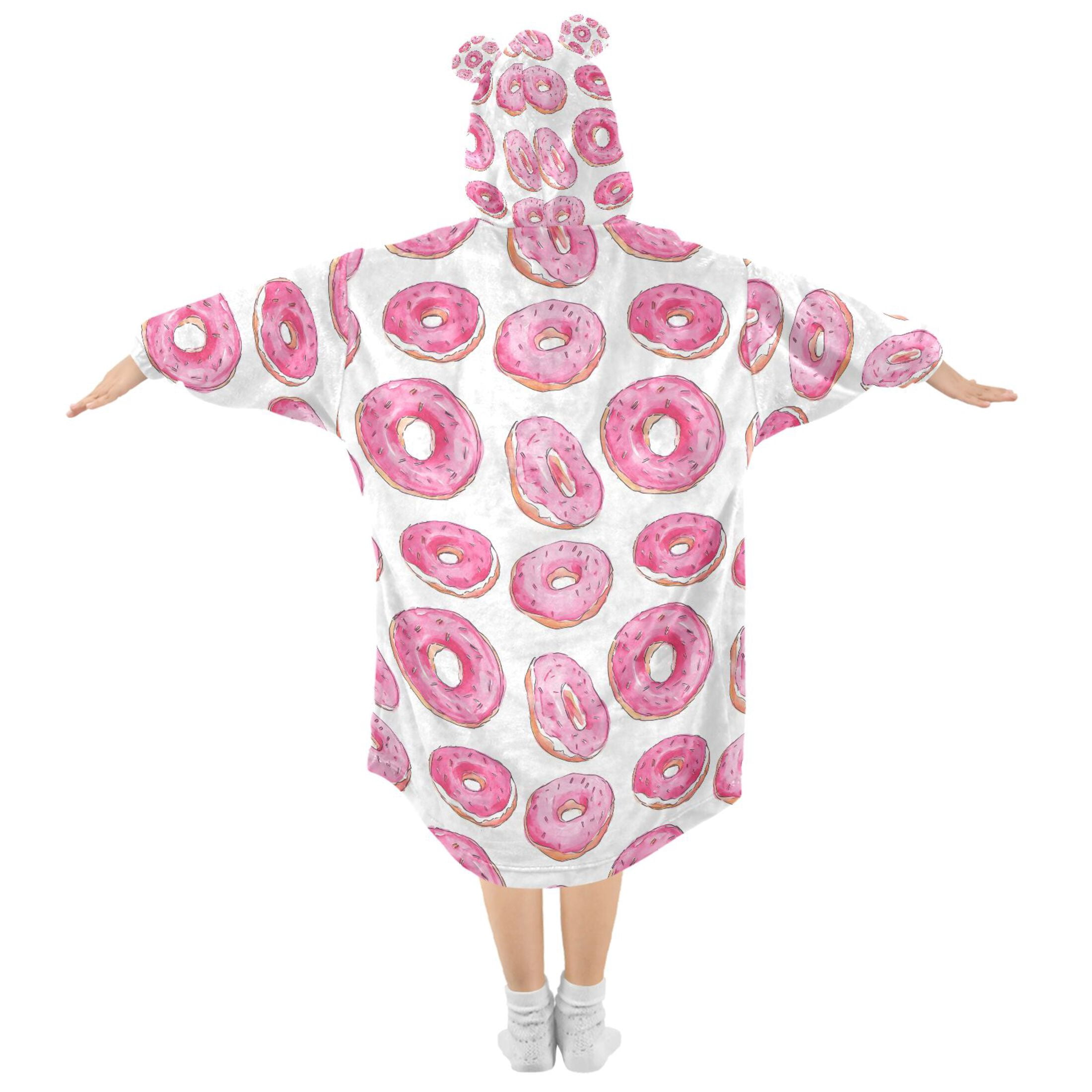 joogoo Blanket Hoodie for Donut Pattern Oversize Sweatshirt 3-14 YR L