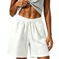 thumbnail image 3 of Pafei Tyugd Mesh Shorts for Women Athletic Cozy Breathable Bermuda Shorts with Pockets Casual Elastic Drawstring Waisted Basketball Shorts White XL, 3 of 6