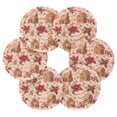 thumbnail image 6 of 6 Pcs Drink Coasters with Holder 3.94in Woven Coasters for Drinks Houses and Flowers Coaster Set for Protection Table, 6 of 7
