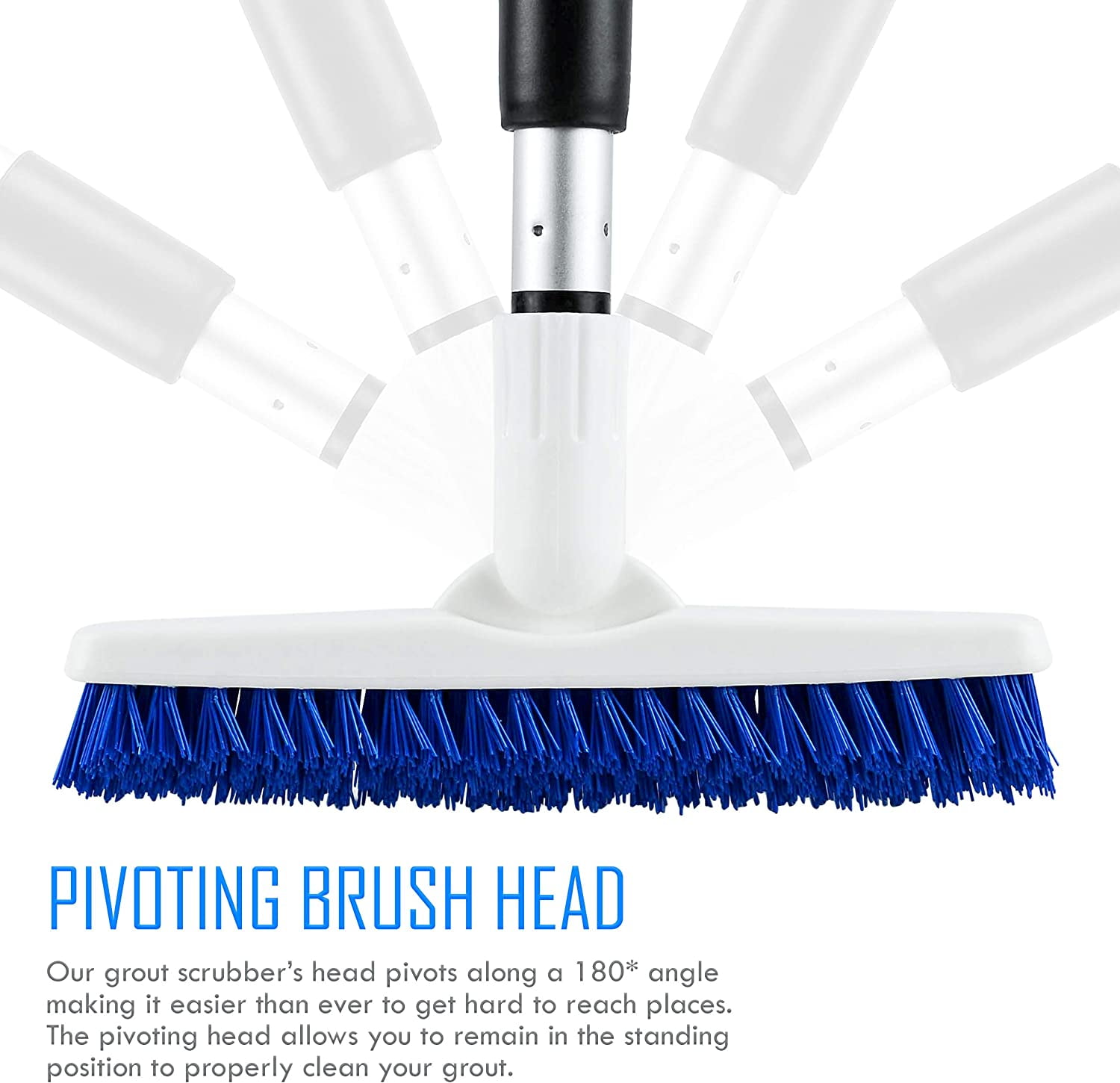 Grout Brush Scrubber Head V-Shaped Twist-on Attachment Tough Bristles for  Narrow & Wide Kitchen Shower Tub Tile Surfaces - By ELITRA HOME