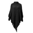 thumbnail image 4 of Women's Lightweight Cape Shawl Sweater, Knit Tassel Pullover Shawl, High Collar Knitted Shawl Casual Pullover Sweater Coat, 4 of 6