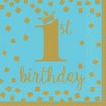 thumbnail image 1 of Amscan - Servilletas Desechables de Papel 1er Cumpleaños - Pack de 16 (Azul, Dorado), 1 of 2