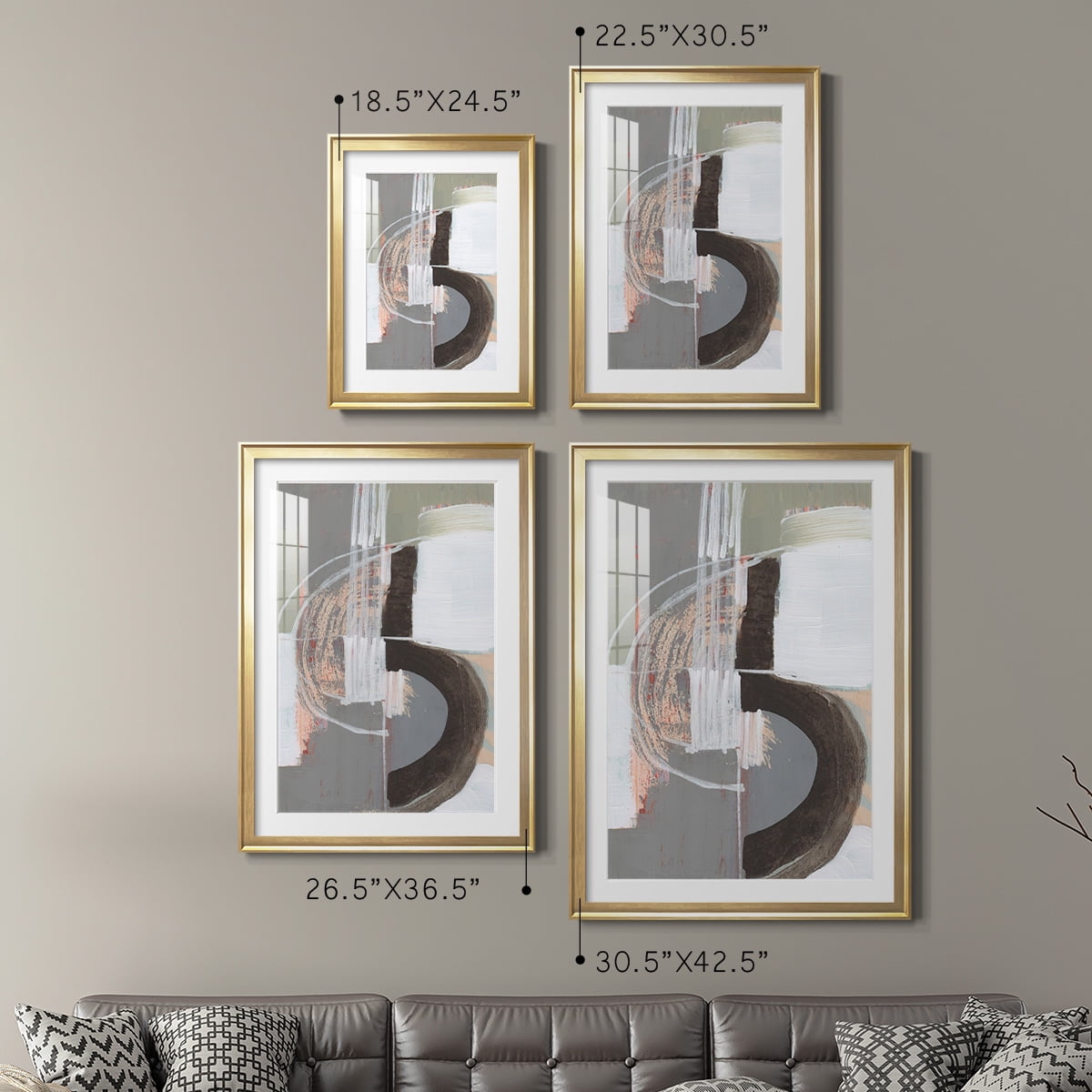 Wexford Home Arching Neutrals III Premium Framed Print, 18.5" x 24.5" - Ready to Hang, Gold (Set of 2)