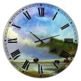 thumbnail image 1 of Designart 'Yellowstone Buffalo Landscape' Large Lake House Wall Clock, 1 of 5