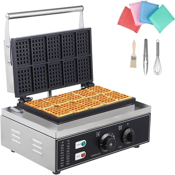 Waffle Maker - Waffle Iron with Temperature and Time Control, Non-Stick, Black, 1550W
