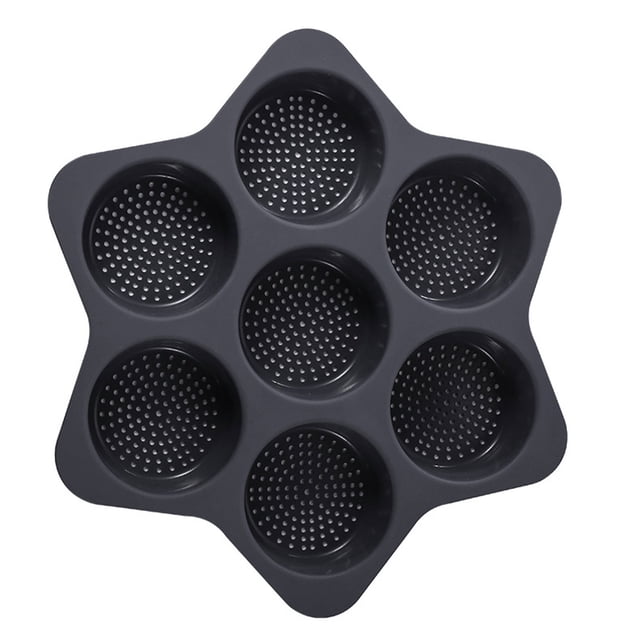 Kearding Bandeja antiadherente para panecillos de hamburguesa de 7 cavidades, bandeja para hornear fácil de limpiar, bandeja para hornear Herramientas y accesorios para hornear Gris