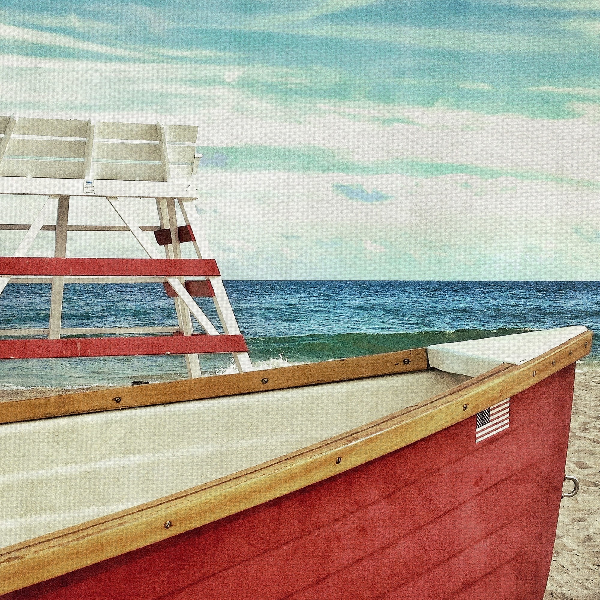 Masterpiece Art Gallery Lifeguard Off Duty by Mimi Payne Coastal Canvas Art 30" x 30"