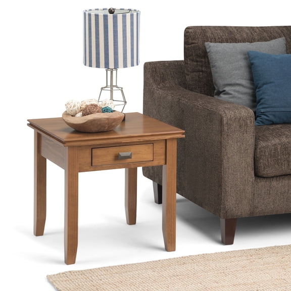 Artisan 21 inch Wide Solid Wood Transitional End Table in Honey Brown