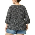 thumbnail image 3 of NOMADIC NOOK Women's Plus Size Babydoll Floral 3/4 Sleeve Peplum Hem Casual Blouses, 3 of 6