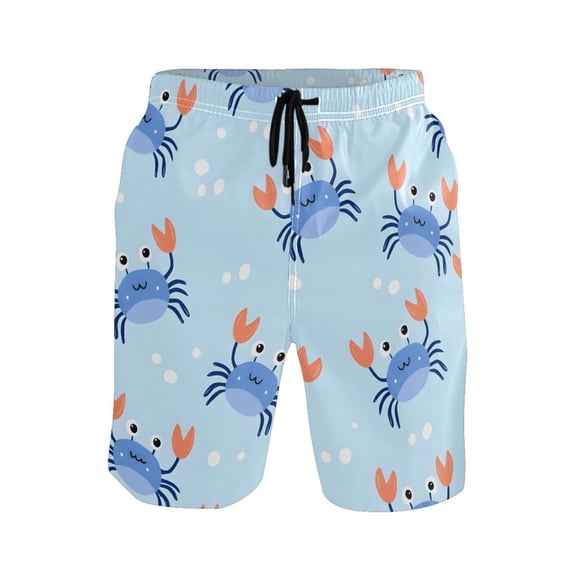 Crab Pattern Mens Swim Trunks Quick Dry Board Shorts Breathable Fit Beach Shorts Swimwear