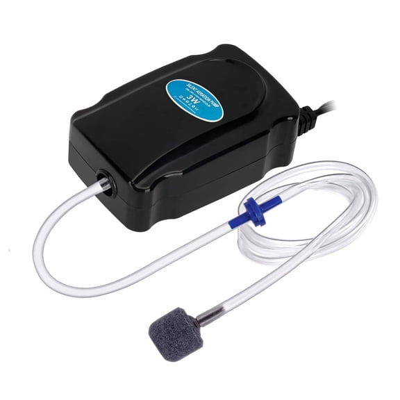 VNEKVA 3W Mini Aquarium Air Pump Kit - 5-20 Gallon Fish Tank Use, Includes Air Tube, Bubbler Stone & Check Valve