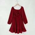 thumbnail image 4 of Vestido Largo de Manga Larga de Color Sólido de Moda Y Cómodo para las Niñas con Falda Plisada de Cinturón para Diario, Viajes, Vacaciones, Fiestas de Cumpleaños, 4 of 9