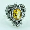 thumbnail image 2 of Navya Craft Citrine Oval Sterling Silver Handmade Yellow Gemstone Statement Women Ring Size 9.5, 2 of 11