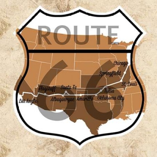 Route 66 Map Canvas Art - SD Graphics (24 x 24)