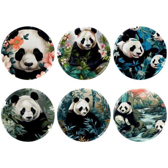 Panda Badges with Pins for Backpacks Parties Ties Hats Corporate Events Personalized Custom Photo Text Logo Button
