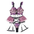thumbnail image 1 of Gibobby Ropa interior mujer Body de Camisola Sexy con Cordones y Espalda Abierta con Panel de Malla para Mujer Lencería Sexy de San Valentín Body Encaje(Morado, G), 1 of 4