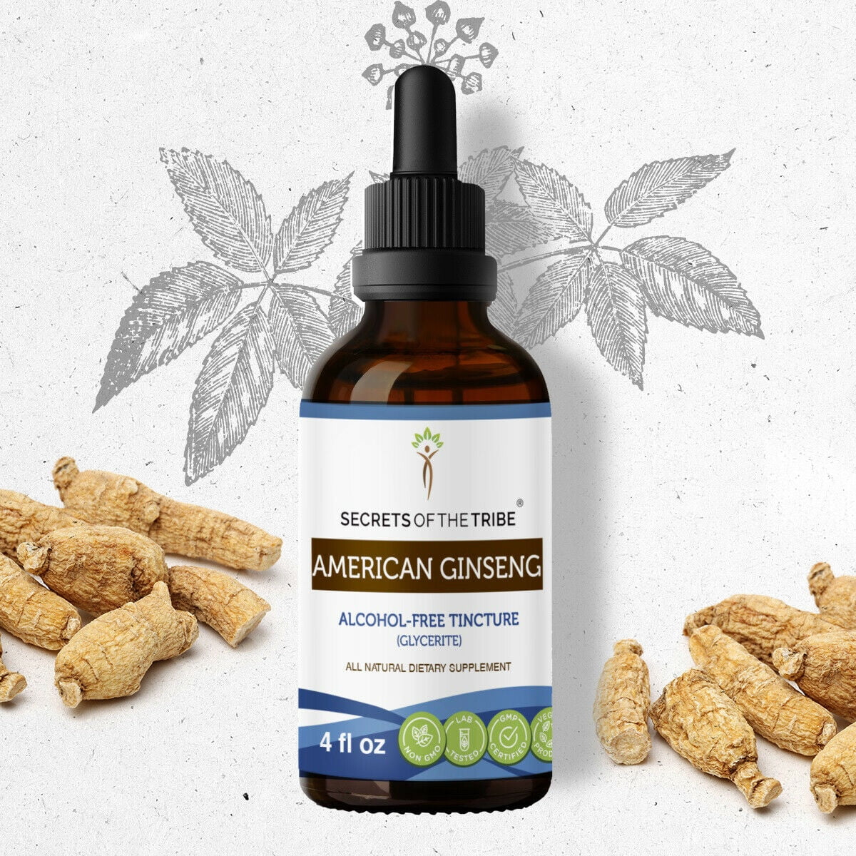 American Ginseng Tincture AlcoholFREE Extract, Farm Grown American