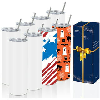 HTVRONT 4 Pack Sublimation Blanks Tumblers 20 OZ Skinny Stainless Steel  Mugs with Box, Paper and Straw 