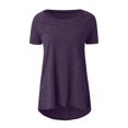 thumbnail image 3 of Purple XL WIZUTIZ Going Out Tops for Women Holiday Saving Plus Size Tshirts Short Sleeve Lightweight Cotton Soft Ladies Blouse Loose Fit Solid Tops Casual Summer-Beach T-shirt Flowy Plain Round Neck, 3 of 4