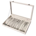 thumbnail image 4 of Coward 20 Hooks Necklace Holder Organizer Display Case Box,Jewelry Storage Tray with Glass Lid for Women(Beige), 4 of 9