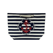 Gravity Trading  Poly/Cotton Beach Tote Bag - Anchor Striped