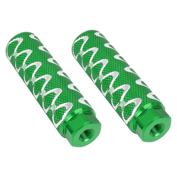 Unique Bargains Pair Aluminum Alloy Round Wave Stripes Axle Rear Foot Pegs Footrests for Bike Fit 3/8" 100x28mm Green