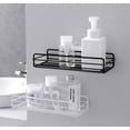 thumbnail image 1 of Estante para ducha con ganchos, estante de almacenamiento, organizador adhesivo de acero inoxidable sin taladrar para baño, lavabo, baño, baño, ducha, inodoro, cocina, paquete de 2, 1 of 5