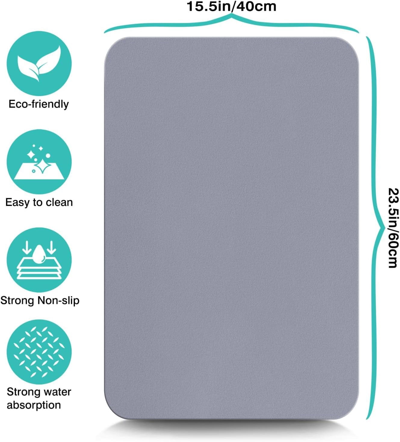 Coffee Maker Bar Mat Countertops,Dish Drying Mat,Bar Drying Mat,Absorbent Hide Stain Anti-Slip Coffee Bar Accessories Fit Under Coffee Machine Mat 23inx15in Grey