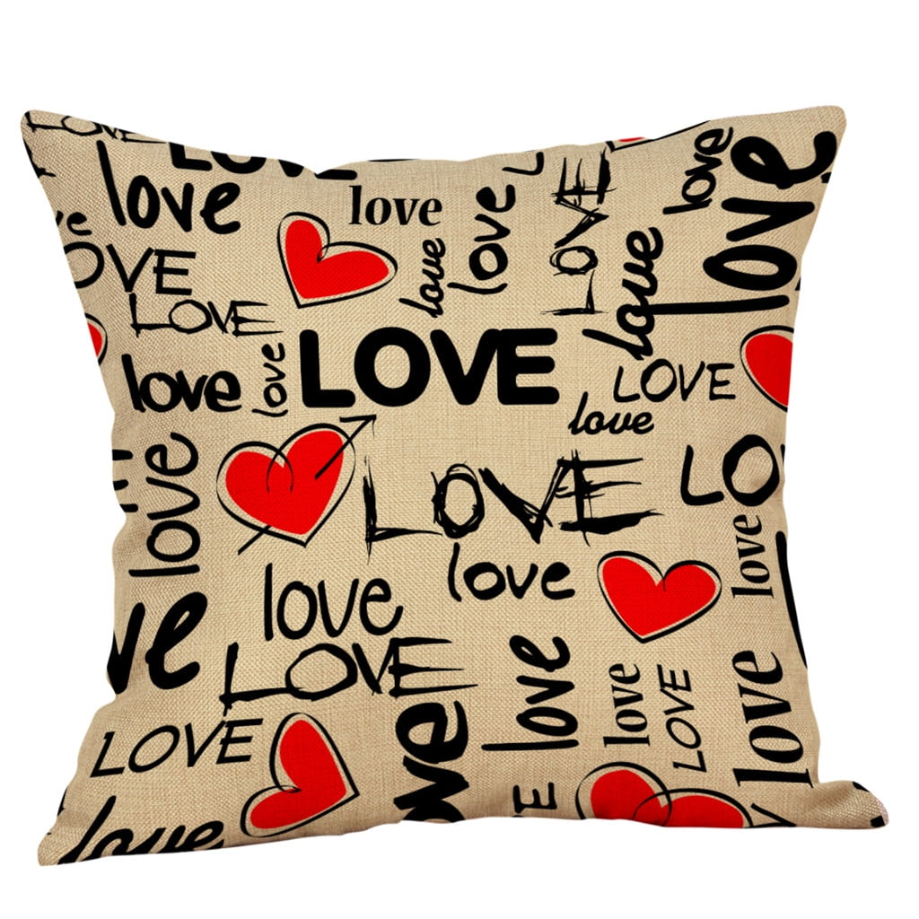 Vintage Love Heart Cushion Cover Cotton Linen Throw Pillow Case Home Sofa Decor Vintage Love Heart Cushion Cover Cotton Linen Throw Pillow Case Home Sofa Decor