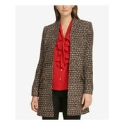 CALVIN KLEIN $119 Womens New 1039 Red Houndstooth Jacket 4P Petites B+B
