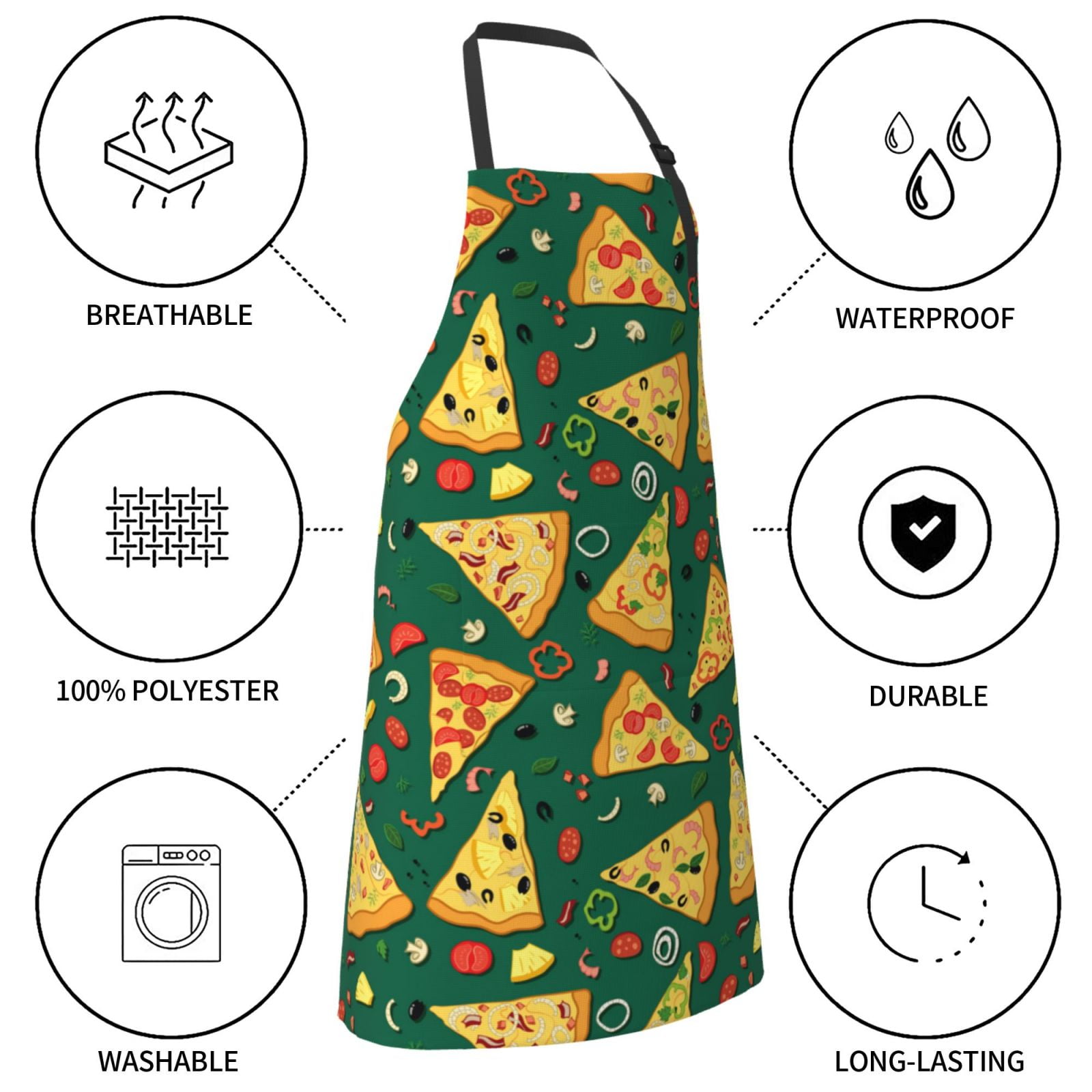 Kdxio Pizza Apron with Pockets Adjustable Kitchen Aprons for Men Women Waterproof Aprons for Cooking,Drawing,Crafting, Baking Household Cleaning