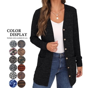 JWD Women's Open Front Black Cardigan