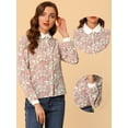 thumbnail image 2 of INSPIRE CHIC Blusa Floral De Manga Larga Vintage Con Cuello En Contraste Para Mujer Beige S, 2 of 5