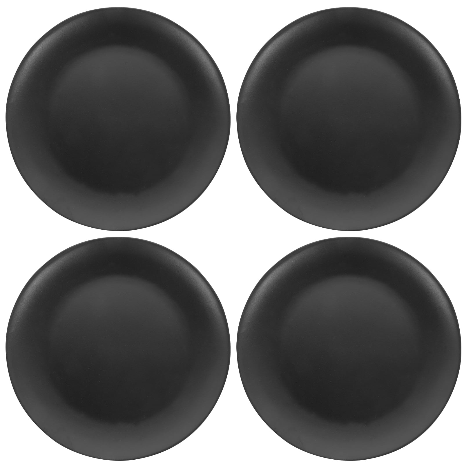 4 Pcs Black Plate Flatware Food Tray Round Plate Ceramic Sushi Tray Dish for Outdoor Dinning