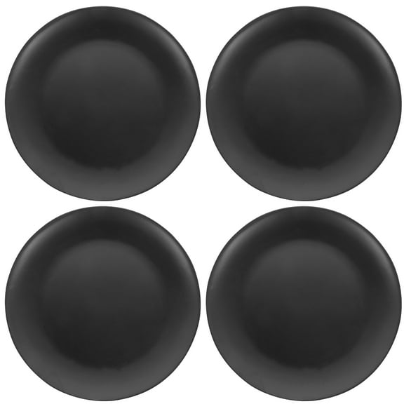4 Pcs Black Plate Flatware Food Tray Round Plate Ceramic Sushi Tray Dish for Outdoor Dinning