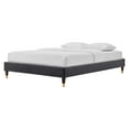 thumbnail image 1 of Platform Bed Frame, King Size, Velvet, Dark Grey Gray, Modern Contemporary Urban Design, Bedroom Master Guest Suite, 1 of 6