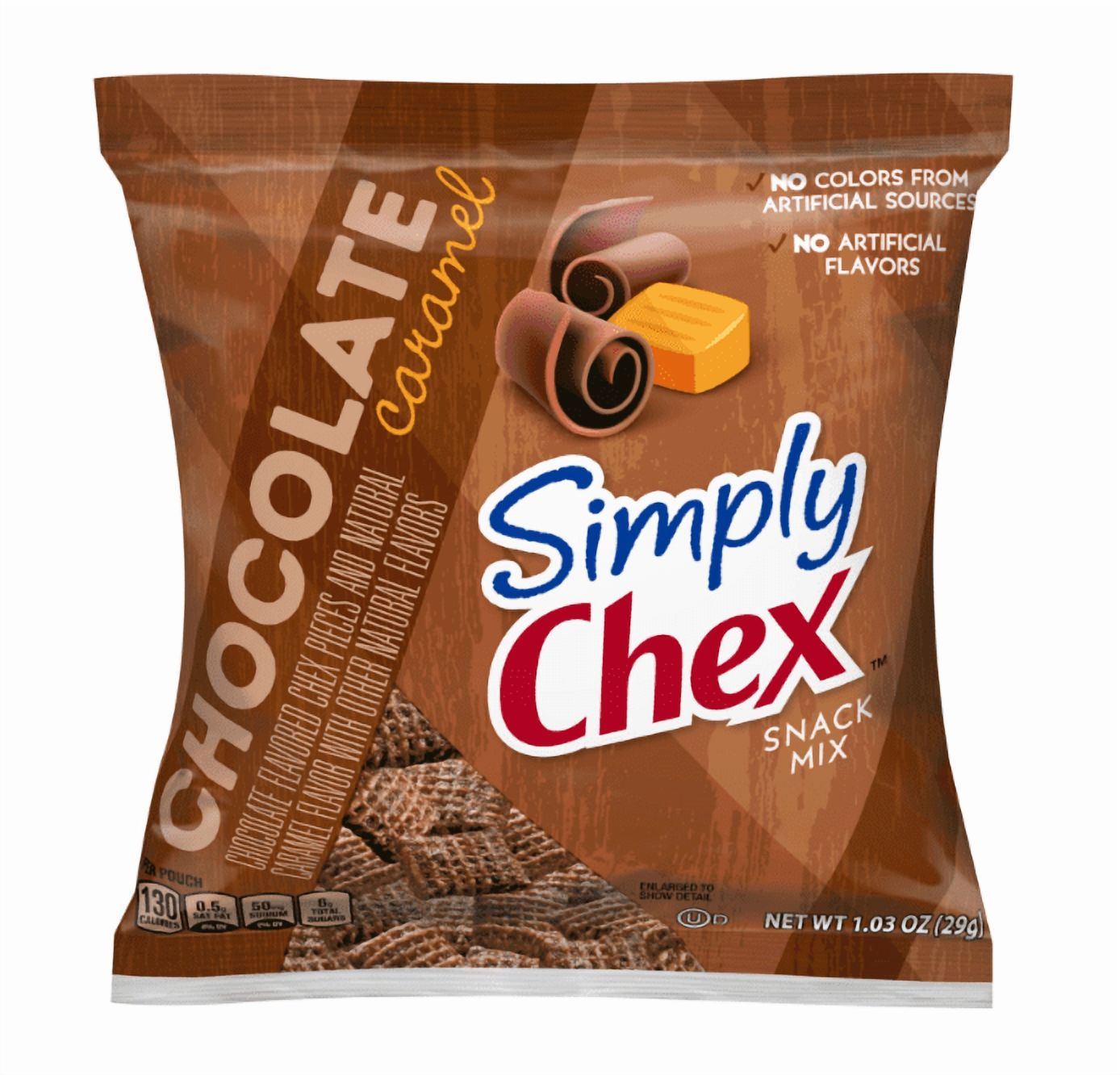 Simply Chex Snack Mix, Chocolate Caramel, 1.03 oz Bags, Pack of 16, Bundled By Shoppyway